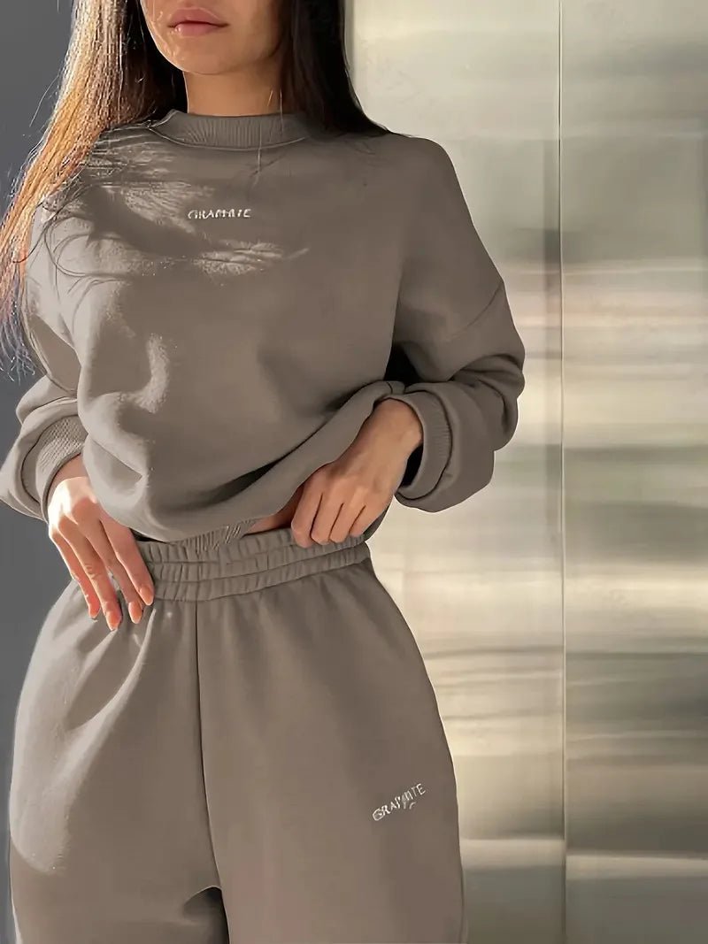 Fashion Women's Clothing Spring And Autumn Cotton Polyester Temperament Casual Sweater Set Two - Piece Set Elegant Women's Sets - Nordic Boutique & Co.