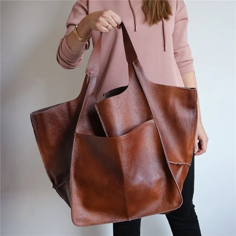 MILLICENT | OVERDIMENSJONERT LÆR TOTE BAG - Nordic Boutique & Co.