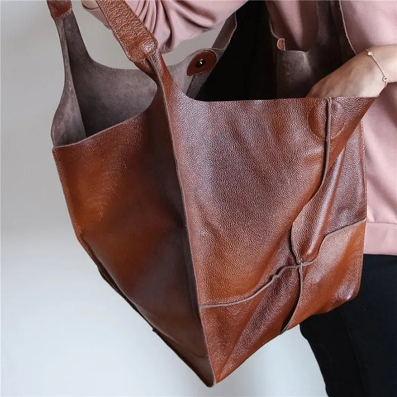 MILLICENT | OVERDIMENSJONERT LÆR TOTE BAG - Nordic Boutique & Co.